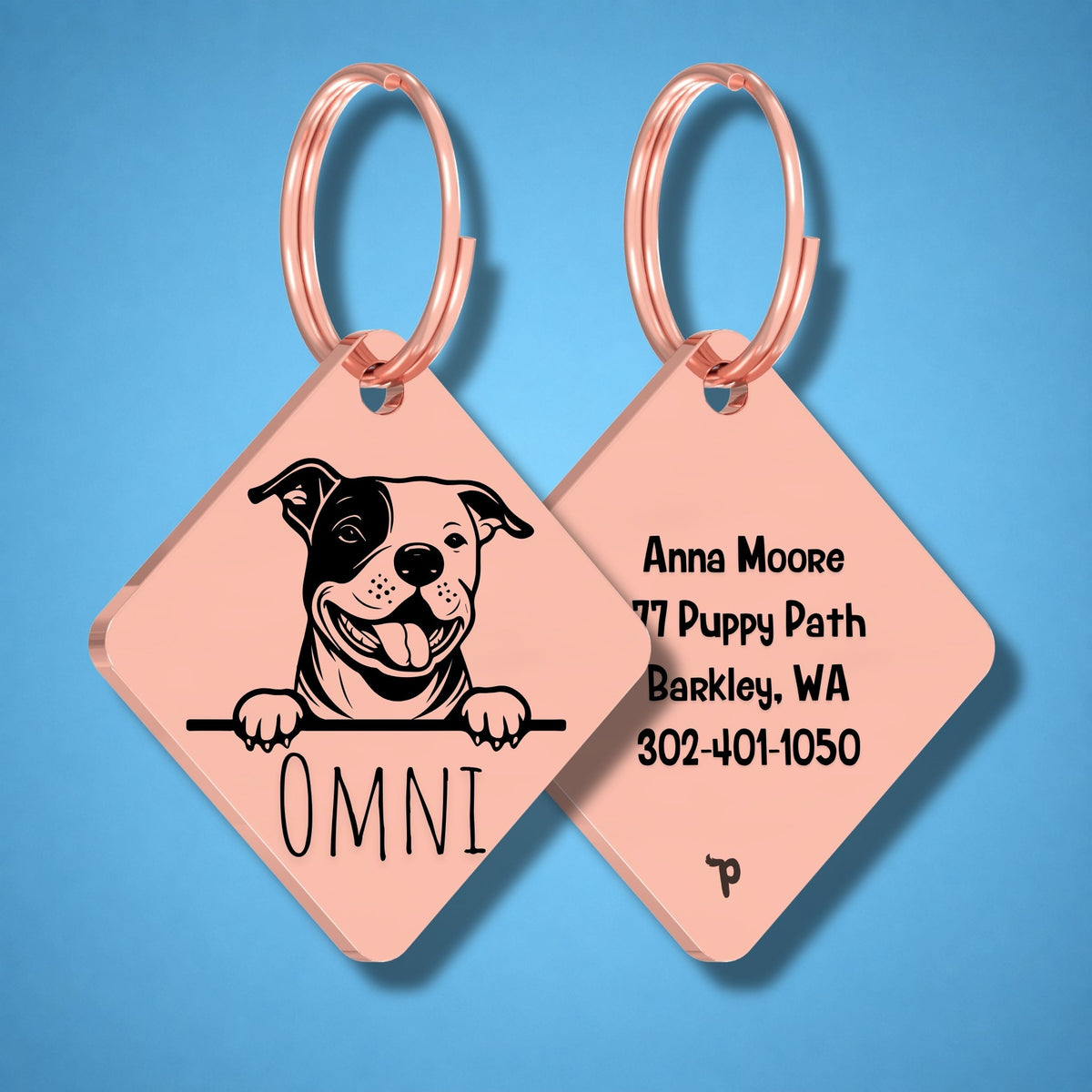 Breed Dog Tag - Staffordshire Bull Terrier Unique Dog Tag with Peek-a-Boo Portrait