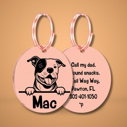 Breed Dog Tag - Staffordshire Bull Terrier Unique Dog Tag with Peek-a-Boo Portrait