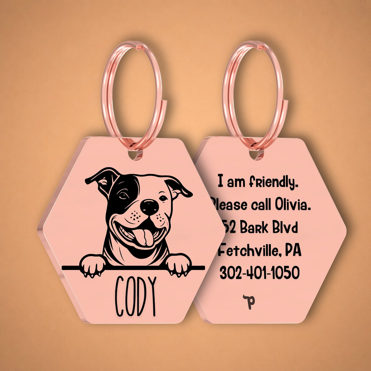 Breed Dog Tag - Staffordshire Bull Terrier Unique Dog Tag with Peek-a-Boo Portrait