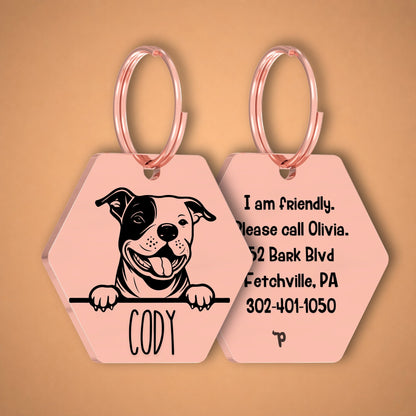 Breed Dog Tag - Staffordshire Bull Terrier Unique Dog Tag with Peek-a-Boo Portrait