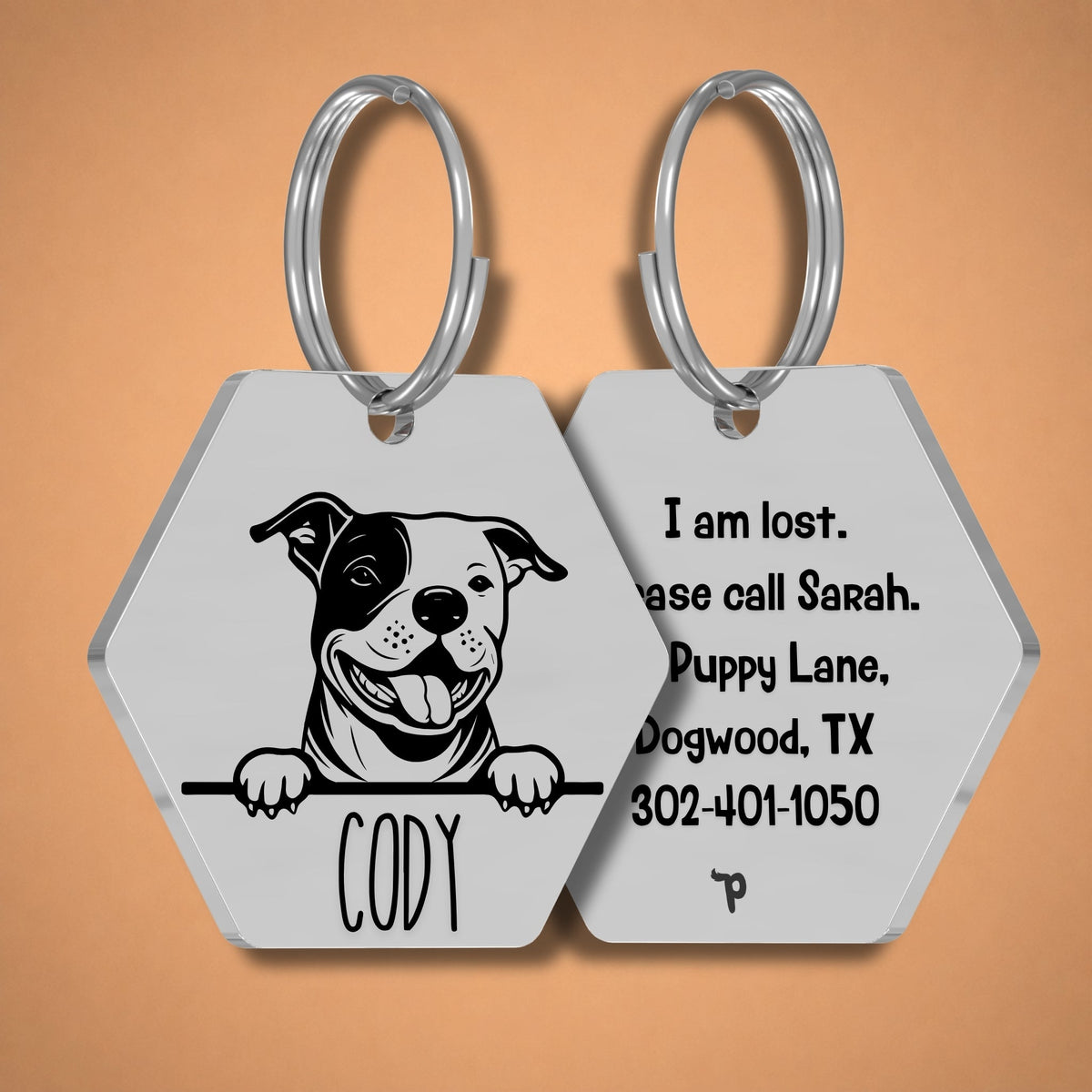Breed Dog Tag - Staffordshire Bull Terrier Unique Dog Tag with Peek-a-Boo Portrait