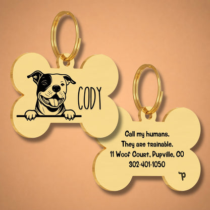 Breed Dog Tag - Staffordshire Bull Terrier Unique Dog Tag with Peek-a-Boo Portrait