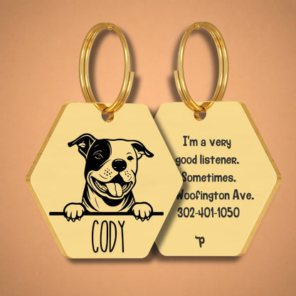 Breed Dog Tag - Staffordshire Bull Terrier Unique Dog Tag with Peek-a-Boo Portrait