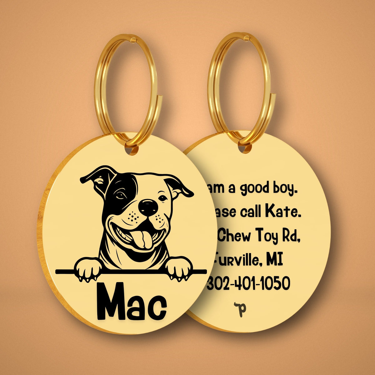 Breed Dog Tag - Staffordshire Bull Terrier Unique Dog Tag with Peek-a-Boo Portrait