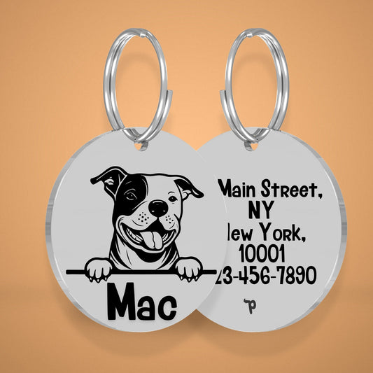 Breed Dog Tag - Staffordshire Bull Terrier Unique Dog Tag with Peek-a-Boo Portrait