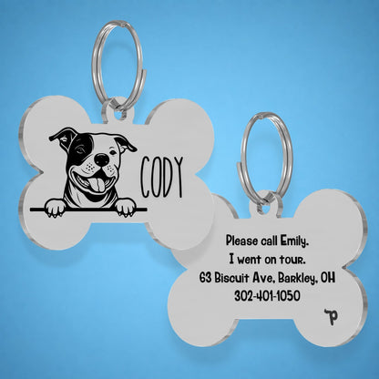 Breed Dog Tag - Staffordshire Bull Terrier Unique Dog Tag with Peek-a-Boo Portrait