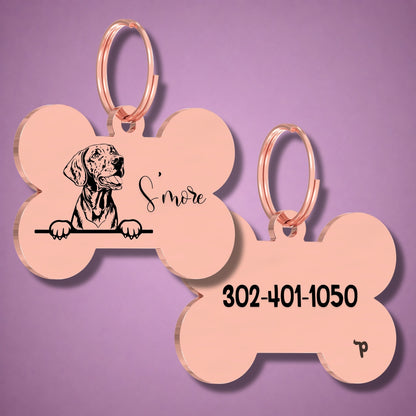 Breed Dog Tag - Vizsla Unique Dog Tag with Peek-a-Boo Portrait