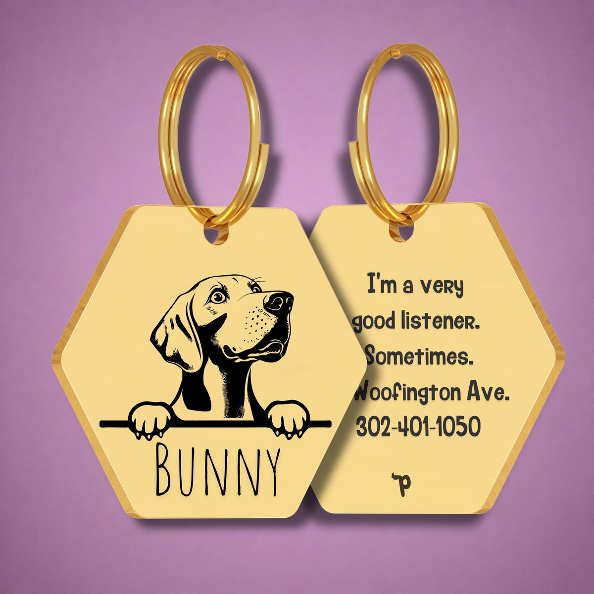 Breed Dog Tag - Weimaraner Unique Dog Tag with Peek-a-Boo Portrait