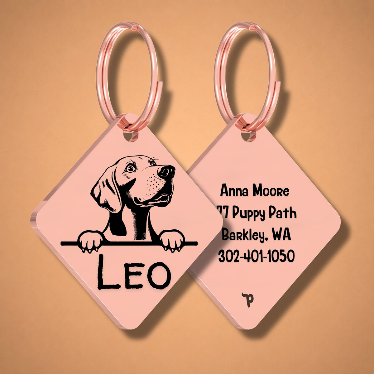 Breed Dog Tag - Weimaraner Unique Dog Tag with Peek-a-Boo Portrait