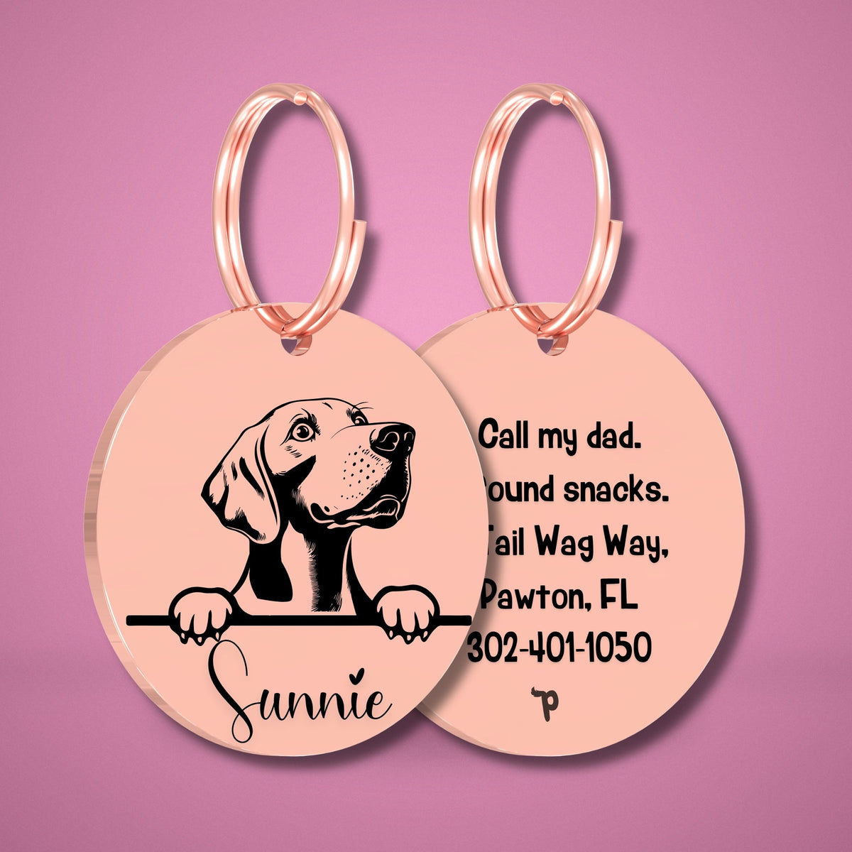 Breed Dog Tag - Weimaraner Unique Dog Tag with Peek-a-Boo Portrait