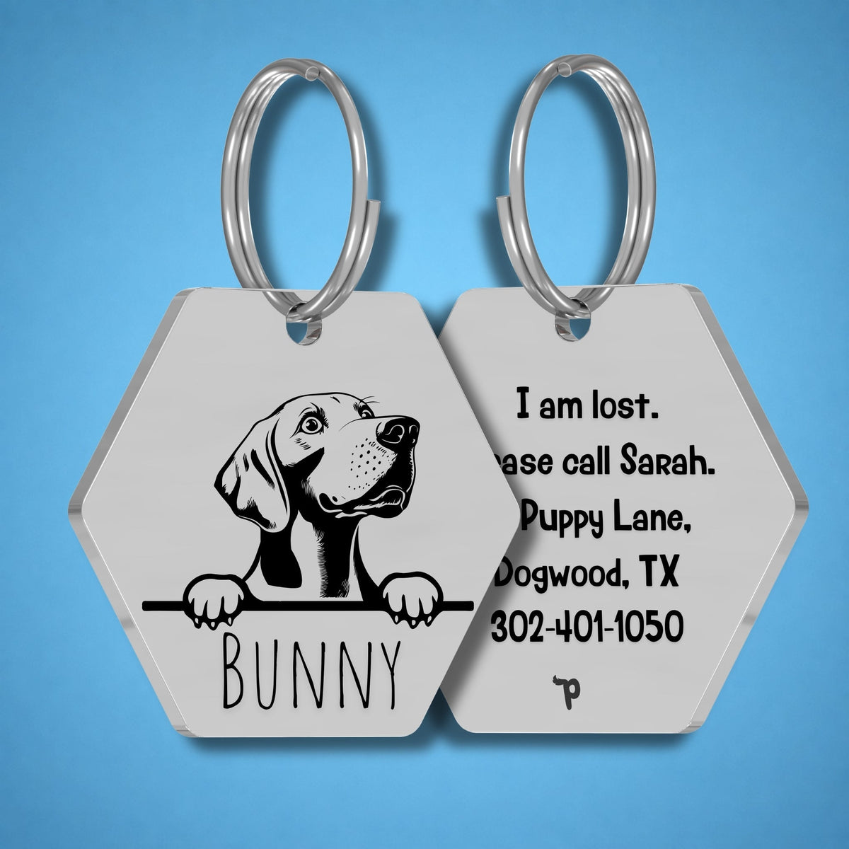Breed Dog Tag - Weimaraner Unique Dog Tag with Peek-a-Boo Portrait