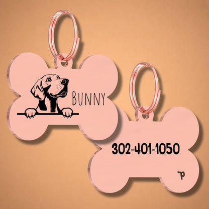 Breed Dog Tag - Weimaraner Unique Dog Tag with Peek-a-Boo Portrait