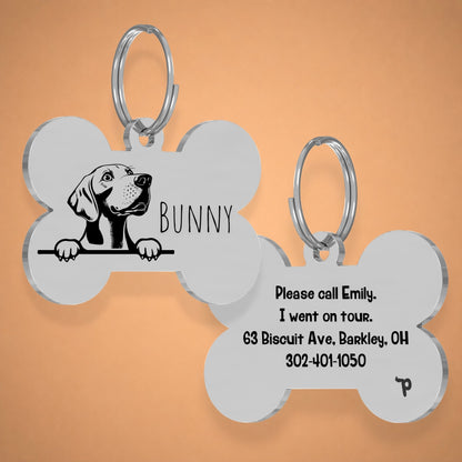 Breed Dog Tag - Weimaraner Unique Dog Tag with Peek-a-Boo Portrait