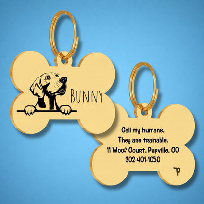 Breed Dog Tag - Weimaraner Unique Dog Tag with Peek-a-Boo Portrait