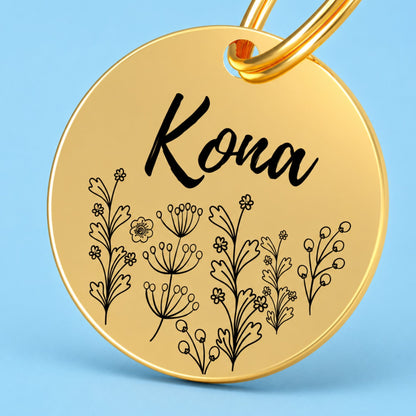 Engraved Tags - Wildflower Engraved Dog Tag