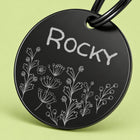 Wildflower Engraved Dog Tag, Personalized with Deep Laser Etching
