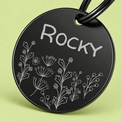 Engraved Tags - Wildflower Engraved Dog Tag