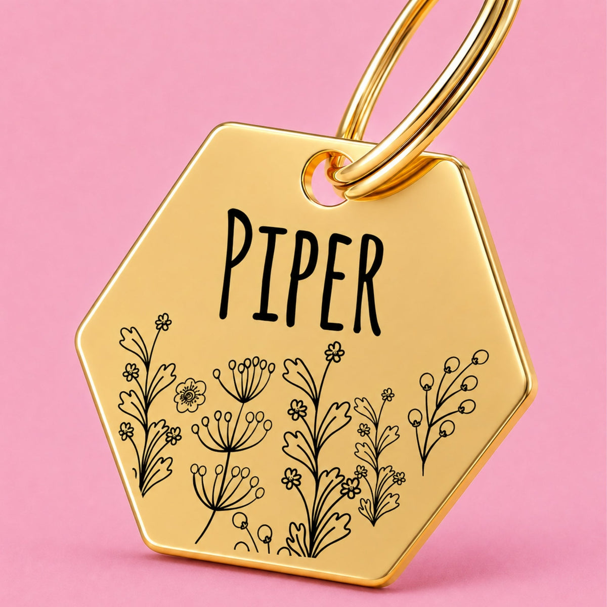 Engraved Tags - Wildflower Engraved Dog Tag