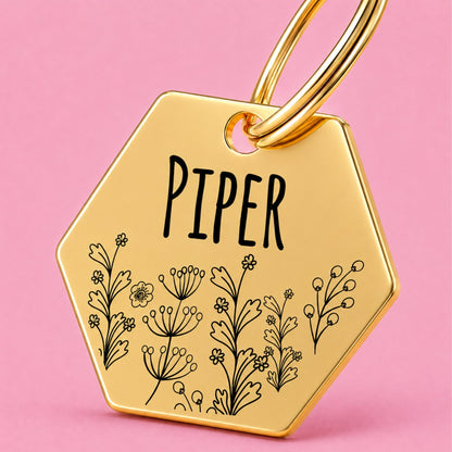 Engraved Tags - Wildflower Engraved Dog Tag