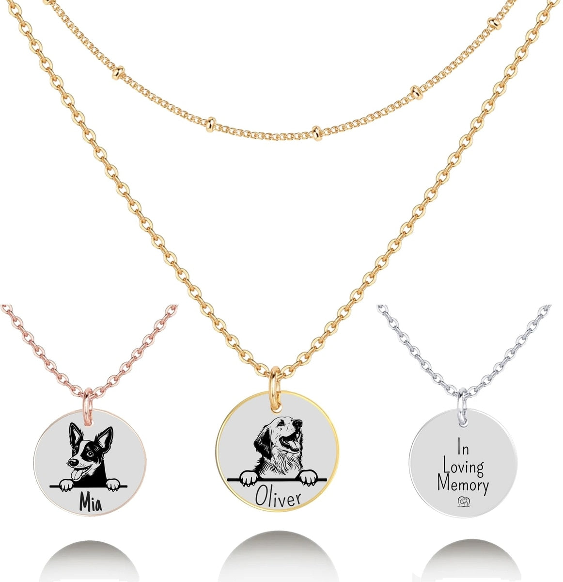 Personalized Great Pyrenees Memorial Necklace in Gold
