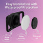 Silicone AirTag holder shown attached to a pet collar