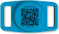 Blue QR AirTag Collar Holder with scannable QR code, front view