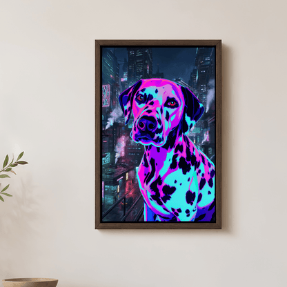 Pet Portrait - Custom Neon Cyberpunk Pet Portrait Canvas from Photo | Glowing Dog & Cat Art