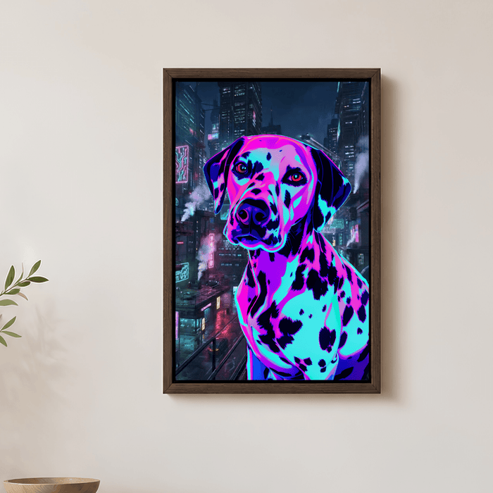 Custom Neon Cyberpunk Pet Portrait Canvas from Photo | Glowing Dog & Cat Art