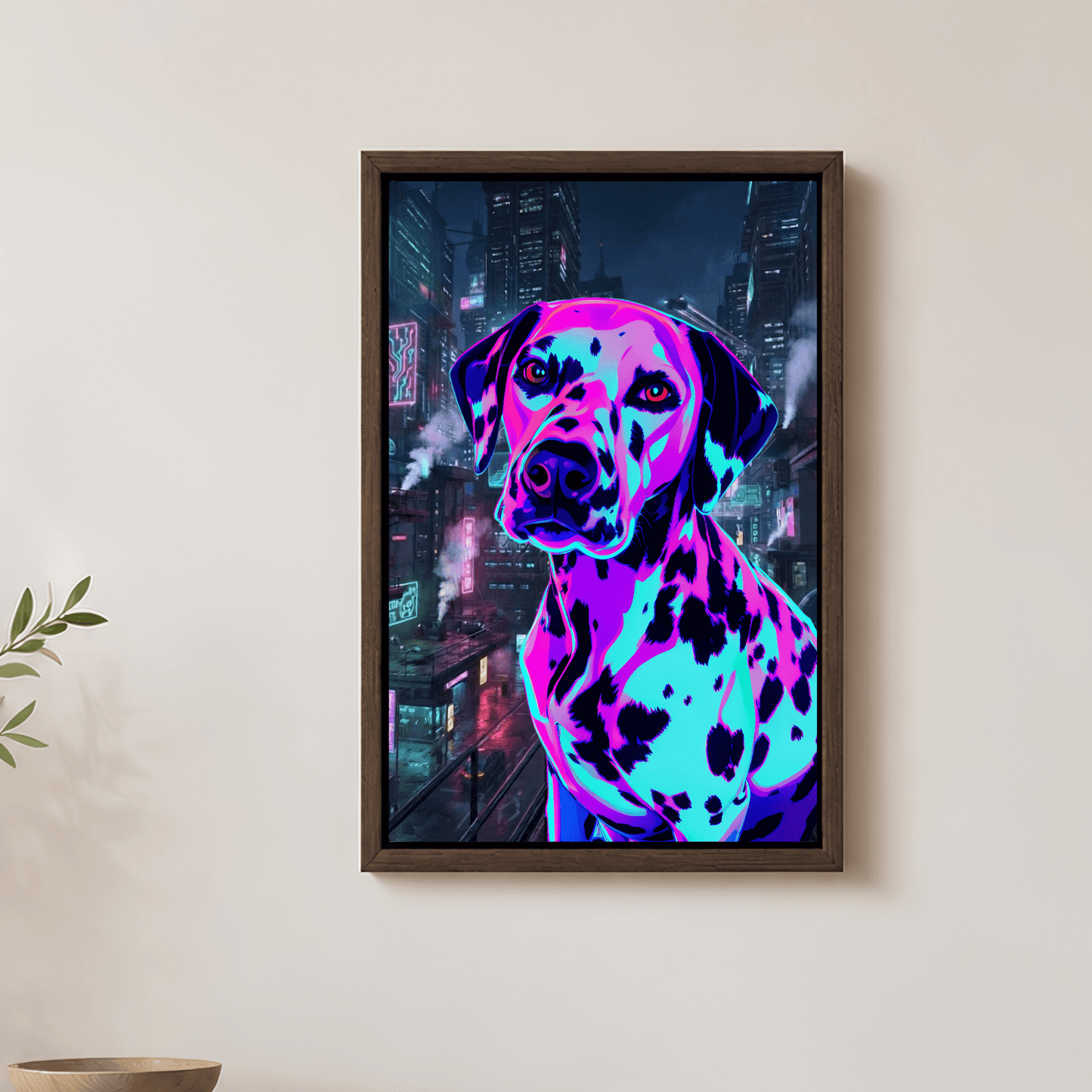 Pet Portrait - Custom Neon Cyberpunk Pet Portrait Canvas from Photo | Glowing Dog & Cat Art