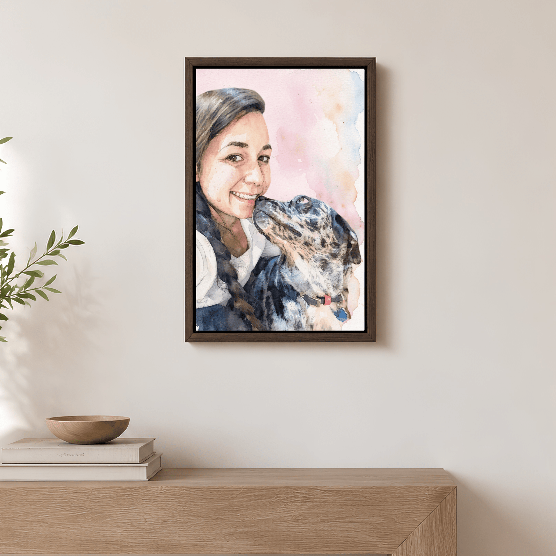 Pet Portrait - Custom Pet and Owner Portrait Canvas from Photo | You & Your Dog Wall Art