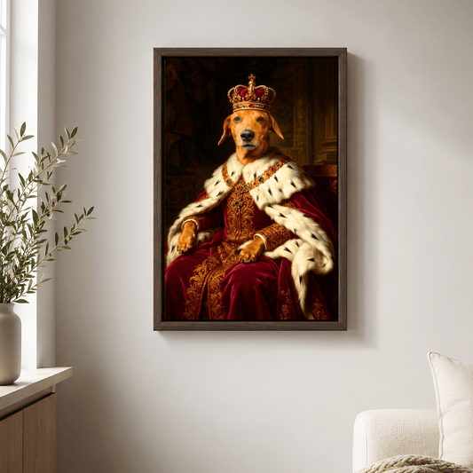 Pet Portrait - Custom Renaissance Pet Portrait Canvas | Royal King Dog & Cat Art from Photo