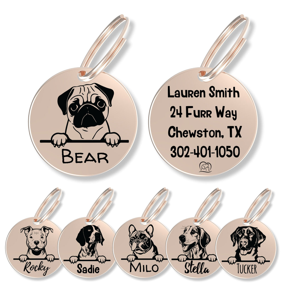 Breed Dog Tag - Personalized Breed Dog Tag (Pug)