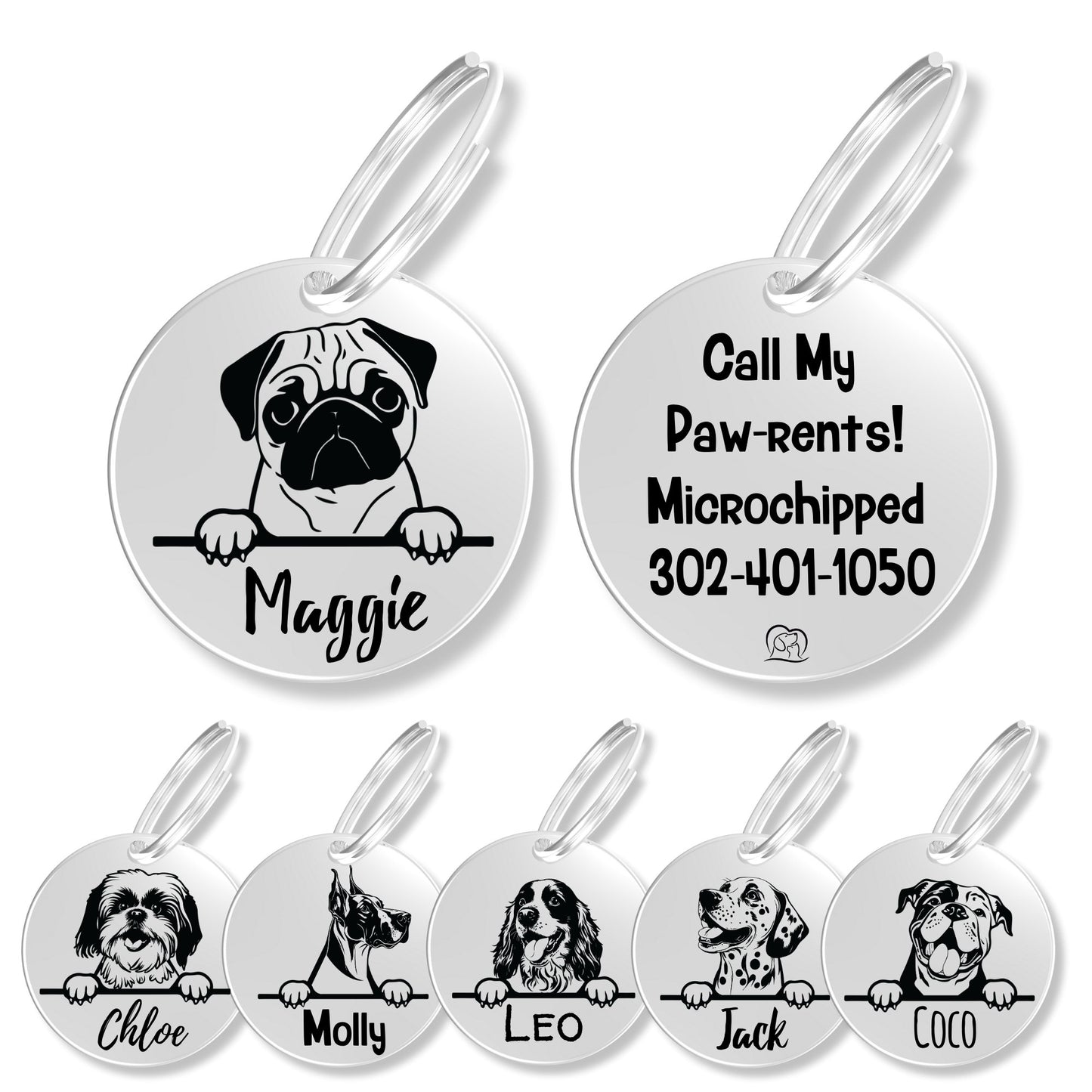 Breed Dog Tag - Personalized Breed Dog Tag (Pug)