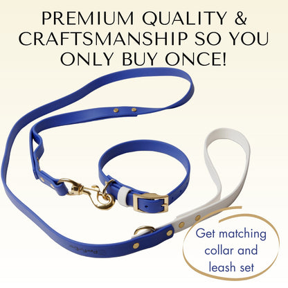 Collars - Biothane Waterproof Dog Collar - Stylish and Smell Free (Blue, White)