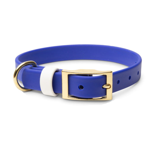 Collars - Biothane Waterproof Dog Collar - Stylish and Smell Free (Blue, White)