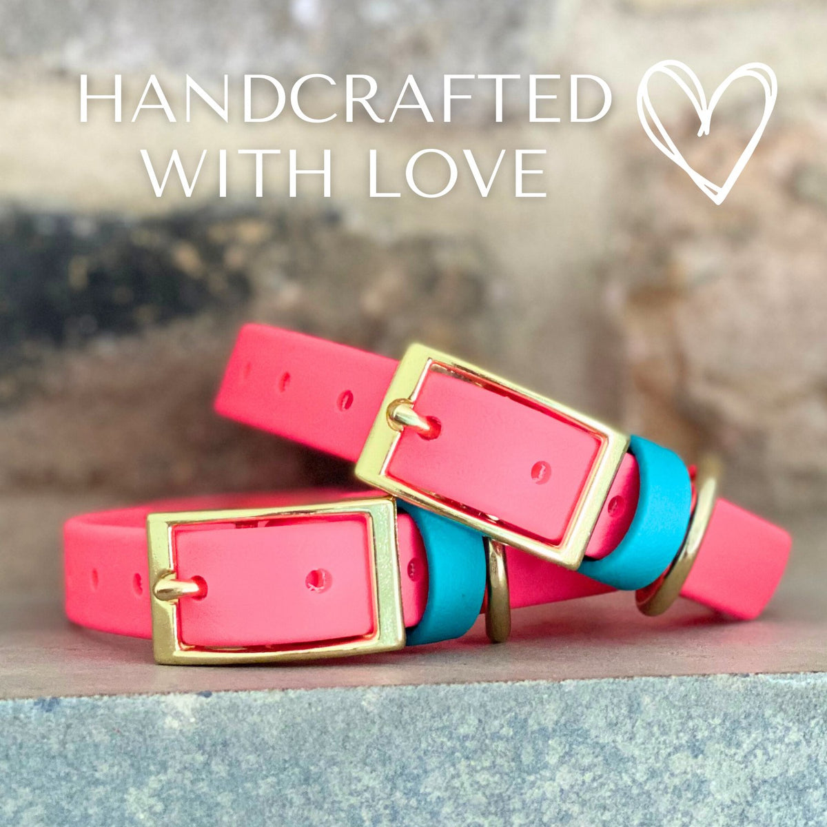 Collars - Pink Dog Collars - Waterproof, Stylish and Smell Free (Pink, Teal)