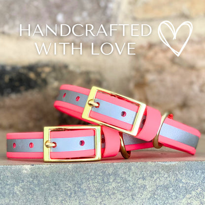 Collars - Pink Reflective Waterproof Dog Collar - Stylish and Smell Free (Pink, Reflective)