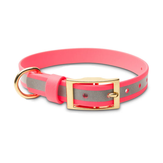 Collars - Pink Reflective Waterproof Dog Collar - Stylish and Smell Free (Pink, Reflective)