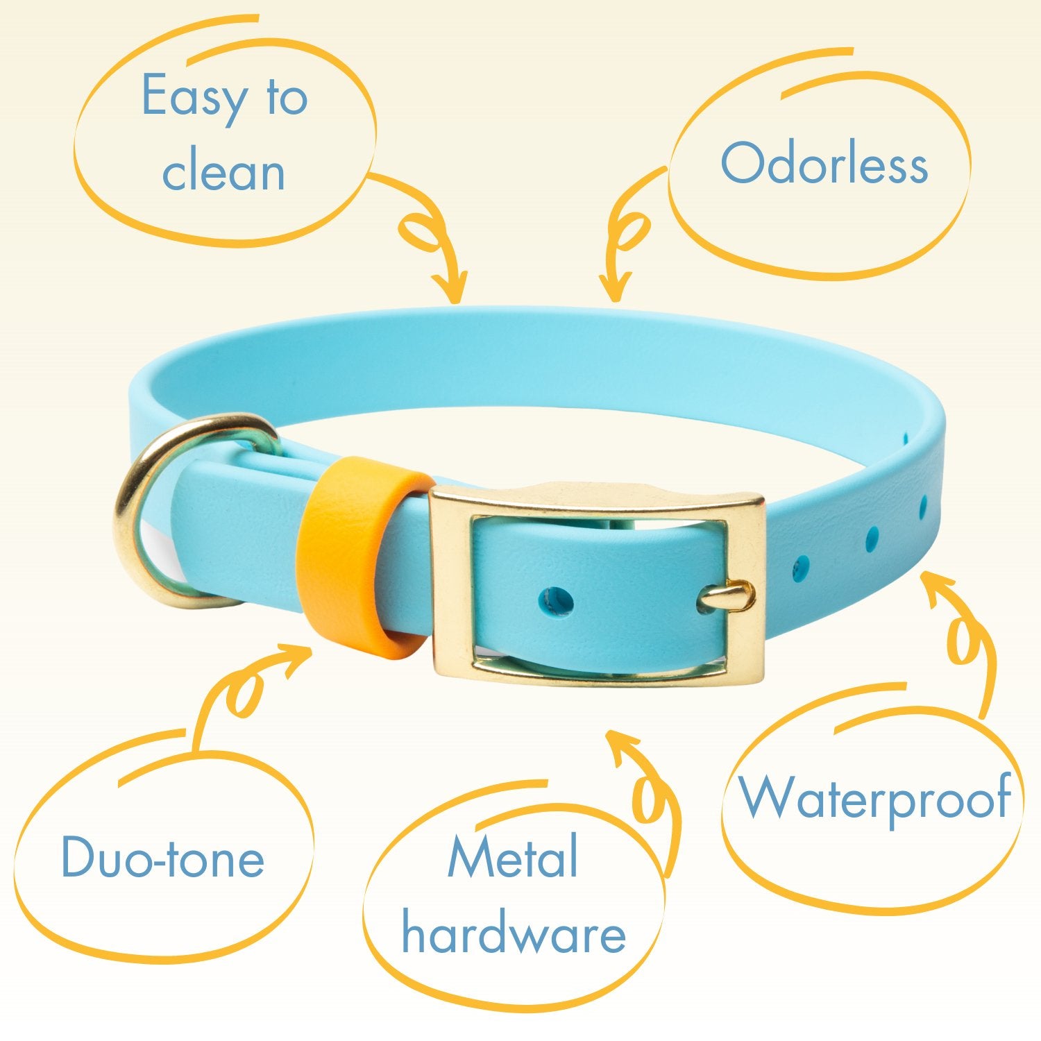 Collars - Waterproof Blue & Orange Dog Collars - Stylish and Smell Free (Blue, Orange)