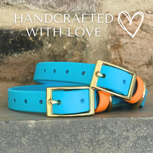 Collars - Waterproof Blue & Orange Dog Collars - Stylish and Smell Free (Blue, Orange)