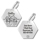 Personalized Engraved Dog Tags for Pet Safety and Style (Hexagon, Silver)