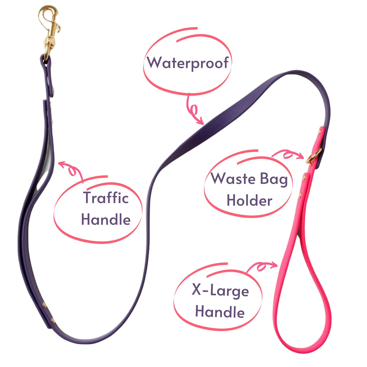 Leashes - Biothane Dog Leashes (Purple/Pink)