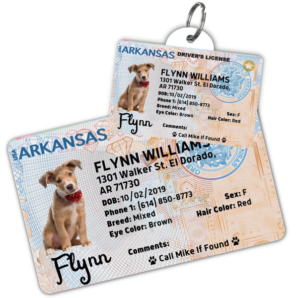 PawFurEver Pet ID License Style Dog Tag Wallet Card Arkansas