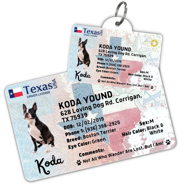 PawFurEver Pet ID License Style Dog Tag Wallet Card Texas