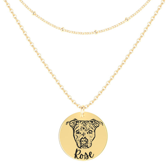 Necklace - Engraved Necklace with Engraved Pet's Face (Gold)