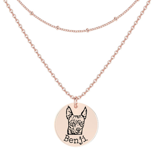 Necklace - Engraved Necklace with Engraved Pet's Face (Rose Gold)