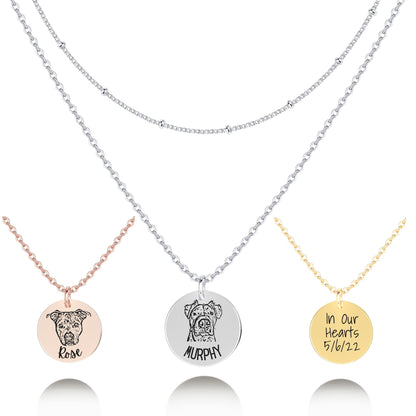 Necklace - Engraved Necklace with Engraved Pet's Face (Silver)