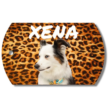 Animal design photo dog tag personalized with a pet's photo and name