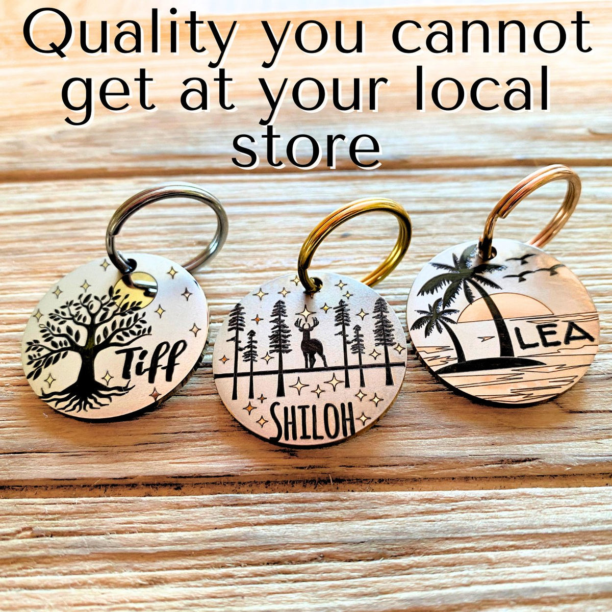 QR Tag - Personalized QR Code Dog Tag Ensure Your Pet's Safety Always (Gold, Beach)