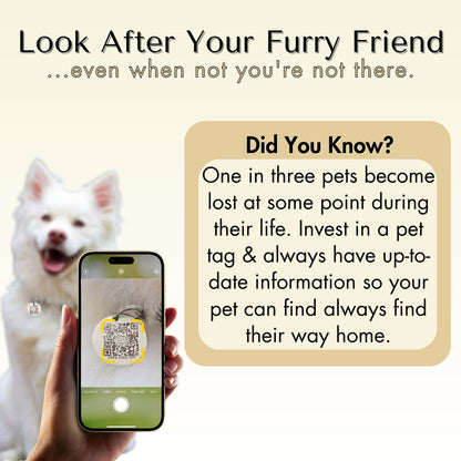 QR Tag - Personalized QR Code Dog Tag Ensure Your Pet's Safety Always (Gold, Beach)